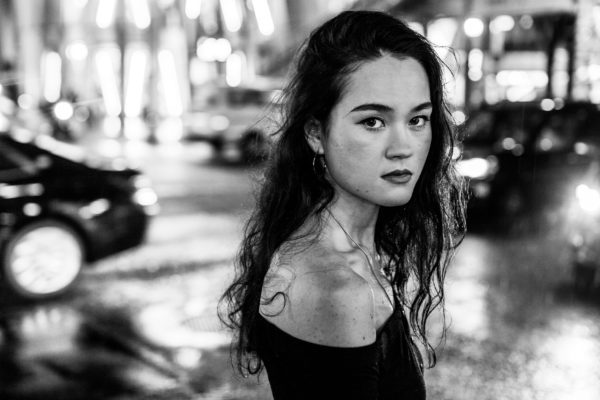 black and white portrait of a girl